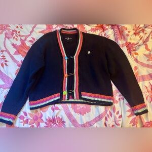 oversized black safety pin cardigan Teddy fresh teddy bear sweater